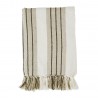 plaid coton recycle beige rayure franges madam stoltz