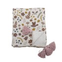 plaid chambre enfants coton recycle rose pompons bloomingville kristine