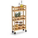 rangement etroit compact desserte roulettes bois bambou zeller