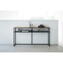 grande table console ultra etroite acier noir bois yamazaki tower