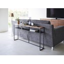 grande table console ultra etroite acier noir bois yamazaki tower