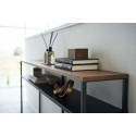 grande table console ultra etroite acier noir bois yamazaki tower