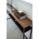 grande table console ultra etroite acier noir bois yamazaki tower