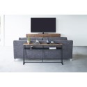 grande table console ultra etroite acier noir bois yamazaki tower