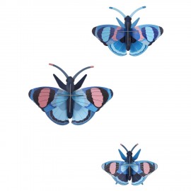 Papillon bleu paon du jour décoratif carton Studio Roof set de 3