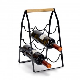 casier a bouteilles de vin 6 métal noir bois zeller