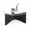 table basse design ronde plateau verre bois noir umbra madera