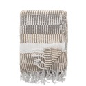 plaid coton beige naturel rayures franges bloomingville isnel