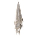 plaid coton beige naturel rayures franges bloomingville isnel