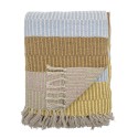 plaid coton recyclé jaune raye franges bloomingville isnel