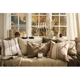 grande housse coussin lin naturel blanc marron rayures in laursen