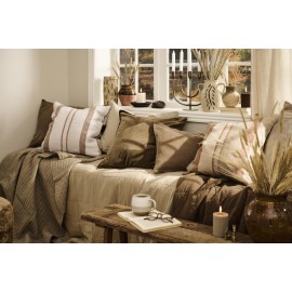 grande housse coussin lin naturel blanc marron rayures in laursen