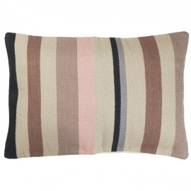 coussin toile rayures salon couleurs douces brun rose ib laursen