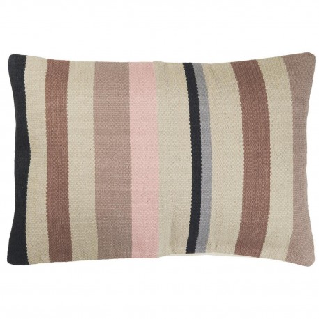 coussin toile rayures salon couleurs douces brun rose ib laursen
