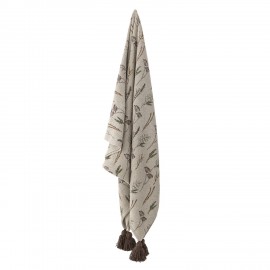 plaid coton recycle naturel imprime fleurs prairie bloomingville