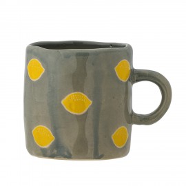 petit mug gres vert motif citrons rustique bloomingville agnes