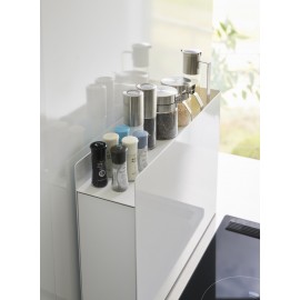 etagere rangement discret compact cuisine metal blanc yamazaki tower