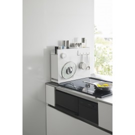 etagere rangement discret compact cuisine metal blanc yamazaki tower