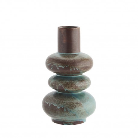 vase artisanal gres marron vert forme ondule arrondie madam stoltz