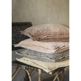 housse de coussin velours gris uni madam stoltz 45 x 45 cm