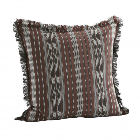 grande housse de coussin tisse ikat marron franges madam stoltz