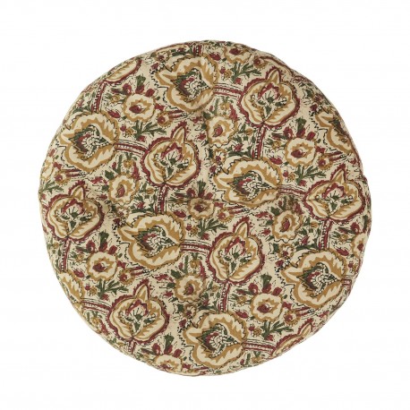 coussin de chaise rond motif floral orange rouge madam stoltz