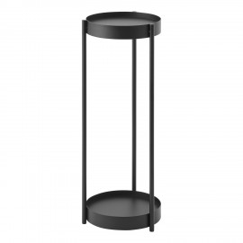 support pour plantes rond metal noir design yamazaki