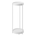 porte plante rond deux etages blanc acier design yamazaki