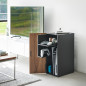 armoire rangement bureau console jeux chic bois fonce yamazaki tower