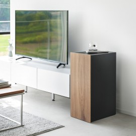 armoire rangement bureau console jeux chic bois fonce yamazaki tower