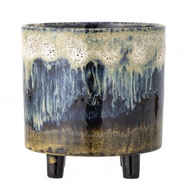 cache pot artisanal emaille bleu bloomingville imoa