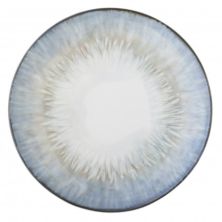 grande assiette plate gres emaille bleu organique bloomingville calen