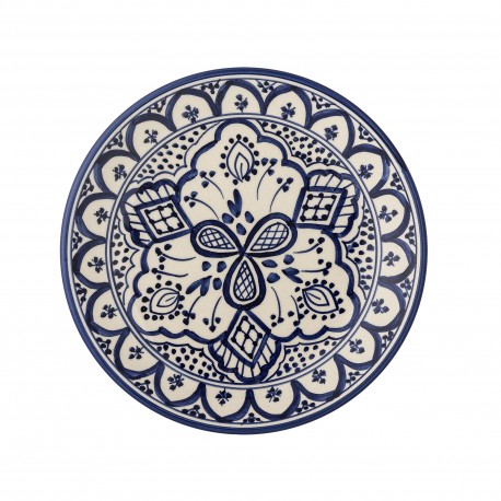 assiette a dessert peint a la main oriental bleu bloomingville karlie
