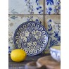 assiette a dessert peint a la main oriental bleu bloomingville karlie