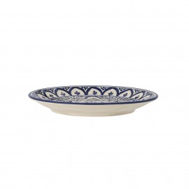 assiette a dessert peint a la main oriental bleu bloomingville karlie