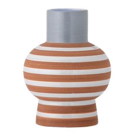 vase design raye bleu terracota bloomingville lindir