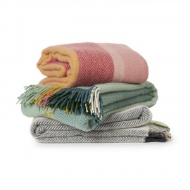 plaid chaud doux laine agneau degrade vert raye franges klippan birka