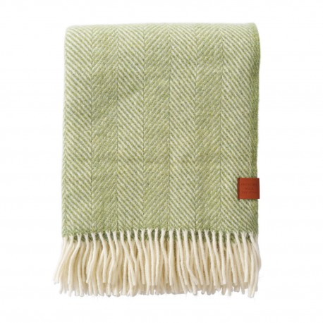 plaid laine recyclee vert amande clair klippan herringbone