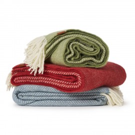 plaid laine recyclee vert amande clair klippan herringbone