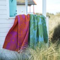 couverture plaid orange rose fleuri laine agneau klippan blomranka