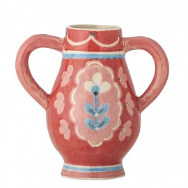 petit vase peint a la main rouge bloomingville odina