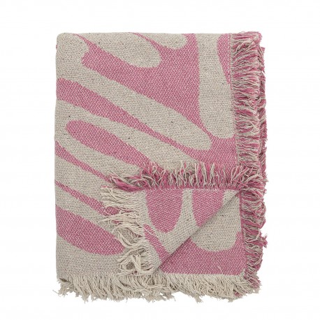 plaid cozy franges coton recycle rose bloomingville alk