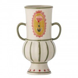 vase gres peint multicolore vert motif bloomingville odina
