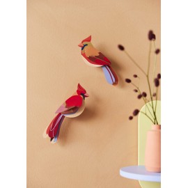 Oiseaux décoratifs carton Studio Roof Cardinals set de 2