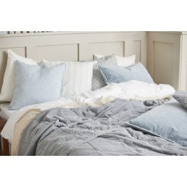 housse coussin coton blanc rayures bleu clair 60 x 60 ib laursen