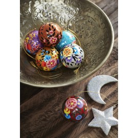 boules de noel artisanale papier mache peinte main fleurs madam stoltz