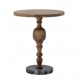 gueridon bout de canape chic bois fonce marbre noir bloomingville pierre