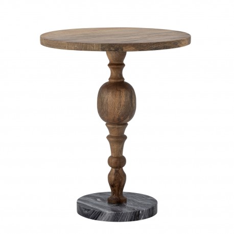 gueridon bout de canape chic bois fonce marbre noir bloomingville pierre
