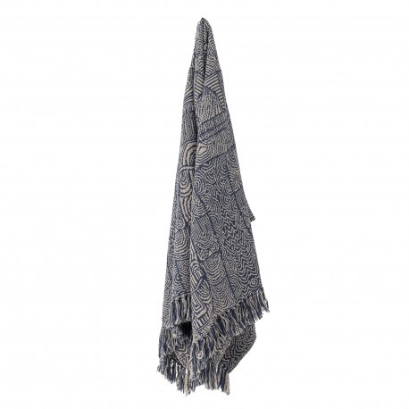 plaid coton recycle classique bleu bloomingville breso
