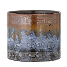 cache pot decoratif bleu marron gres bloomingville ina